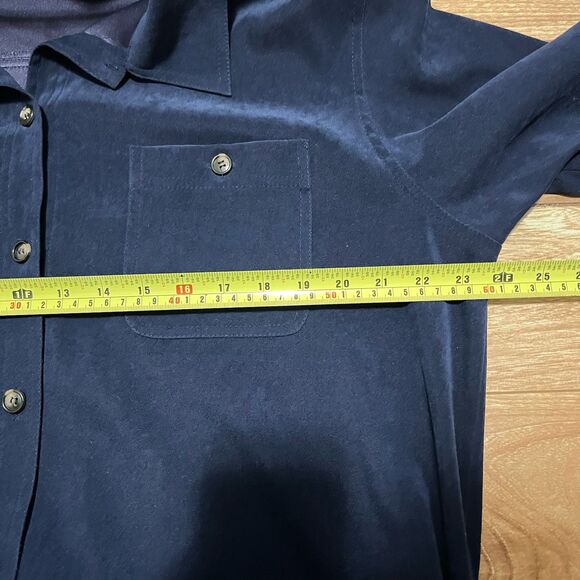 Talbots Shirt Jacket Size L Navy Blue Shacket Thick Minimalist Grunge Cabin Top - Picture 5 of 6